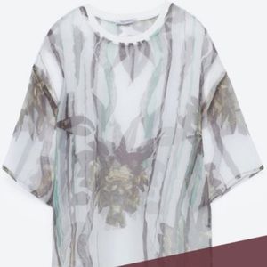 Zara Sheer Printed Top
